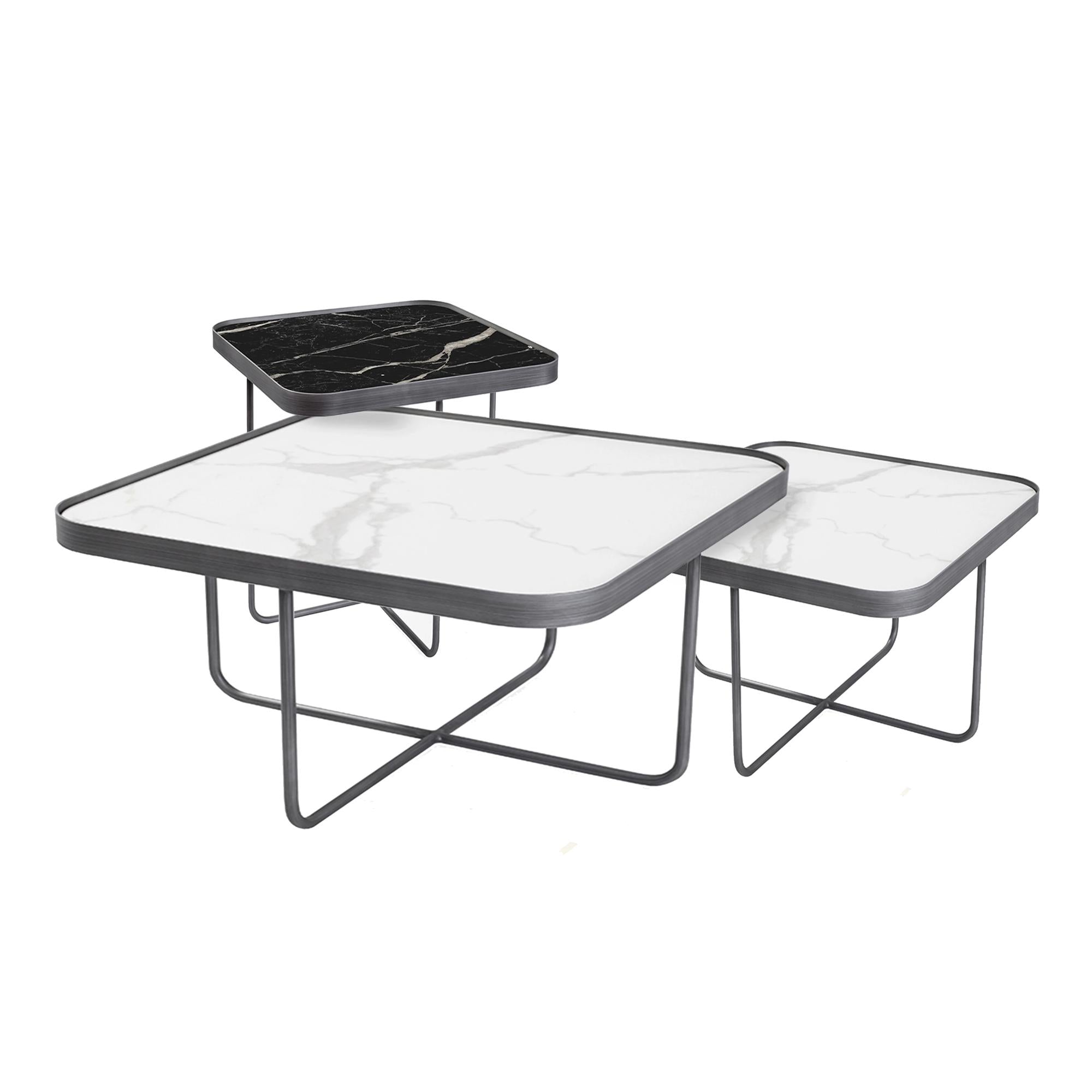 Anna End Table - Tall Black Calcatta