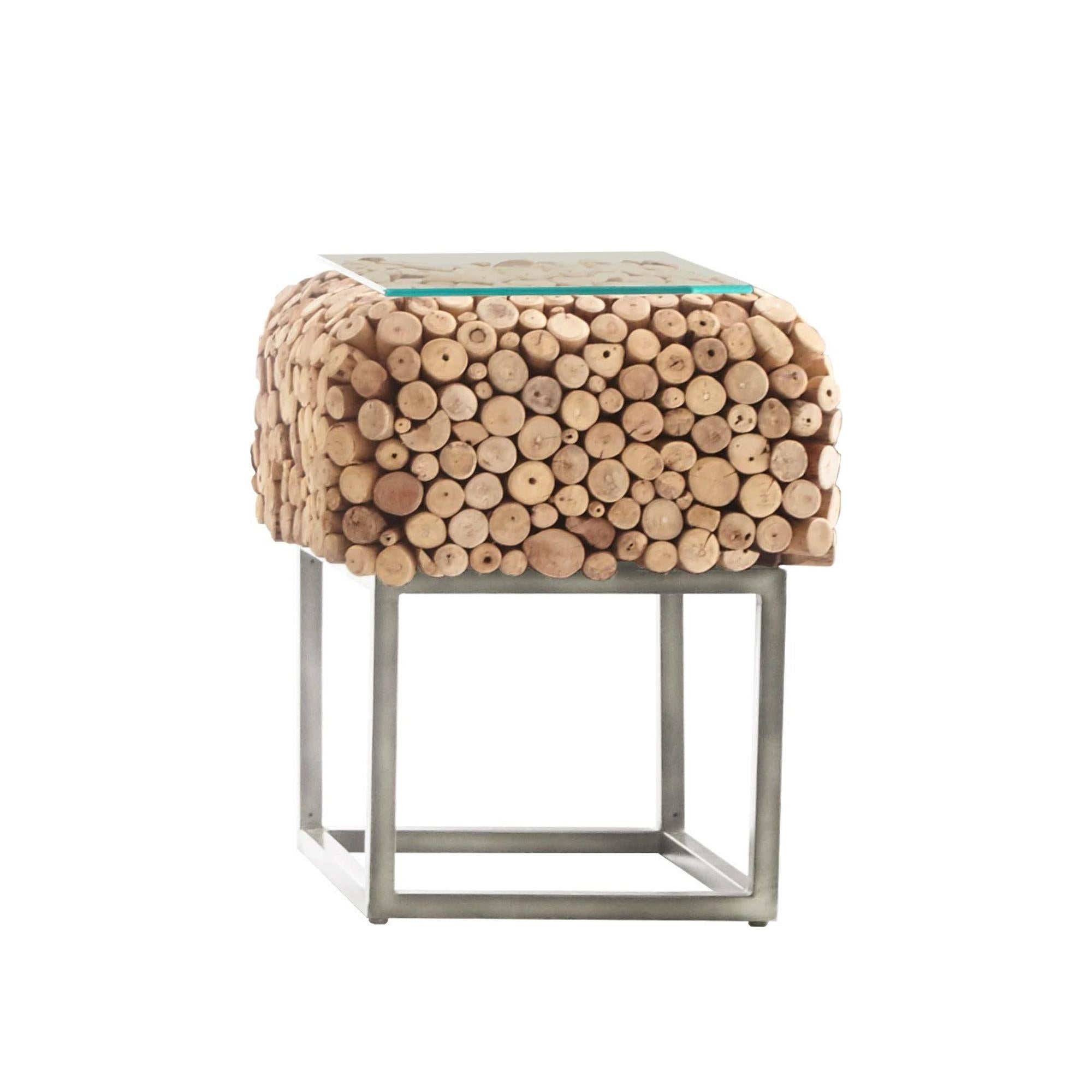 Pebble End Table Wood
