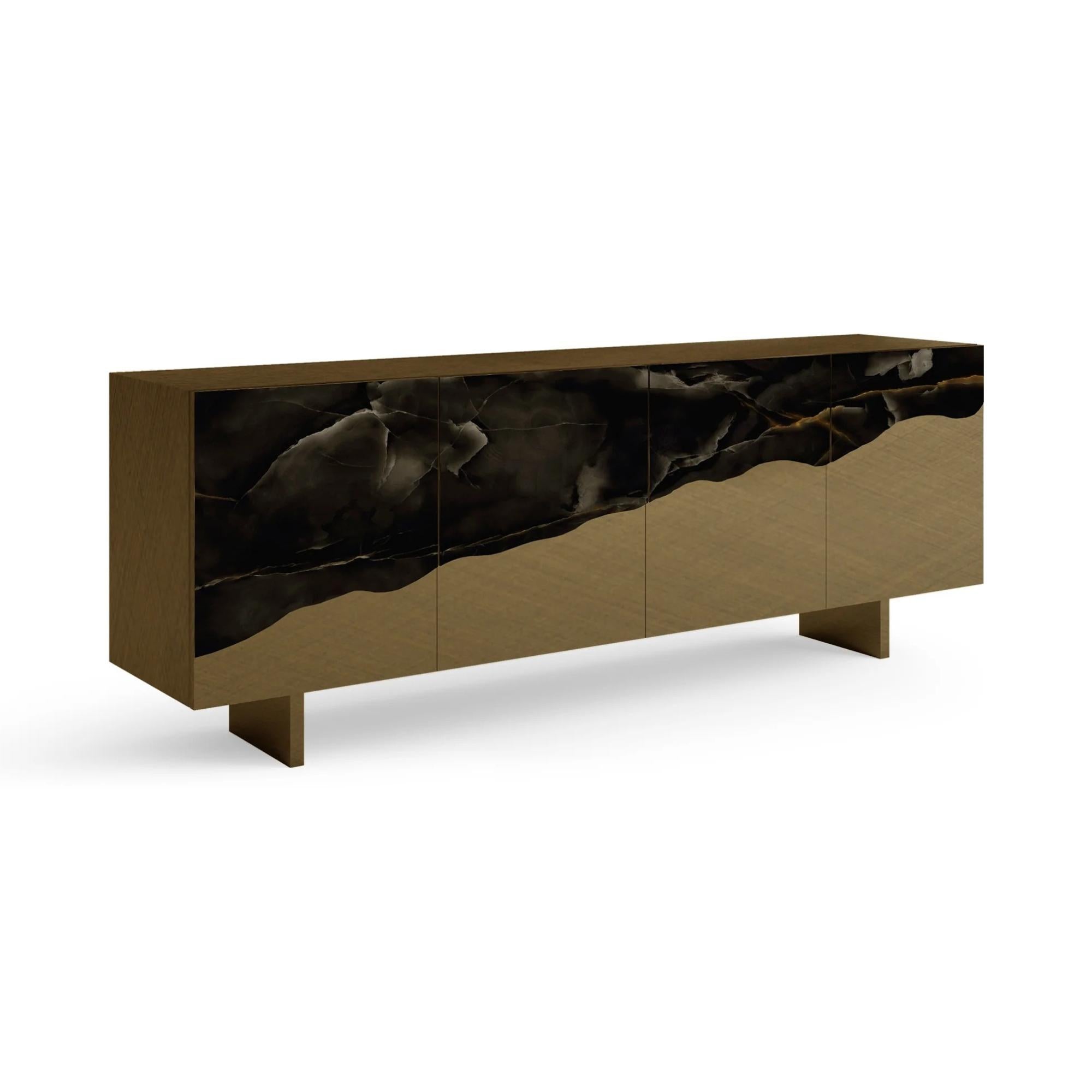 Wave Sideboard Onice Nero Brushed Gold